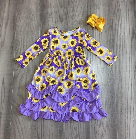 Bold Sunflower Ruffle Dress