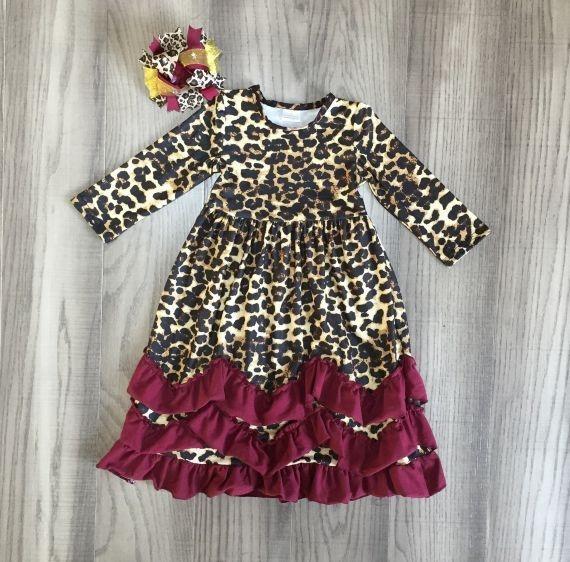 Scarlet Leopard Ruffle Dress