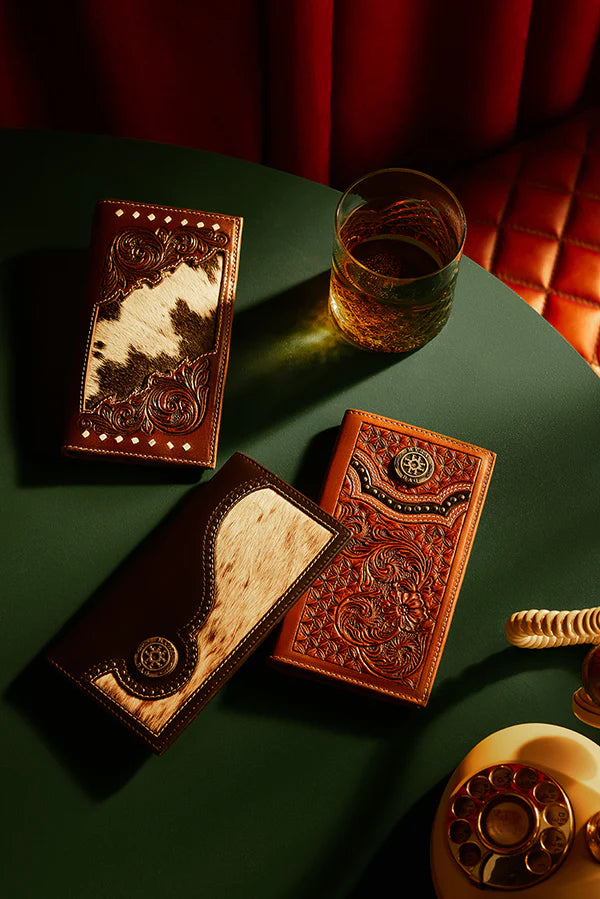 Blackhoof Handtooled Hairon Wallet in Midnight Smoke
