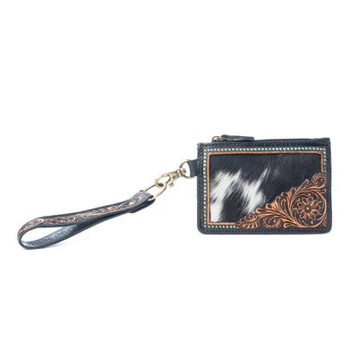 Wildflower Mesa Handtooled Hairon Leather Card Holder
