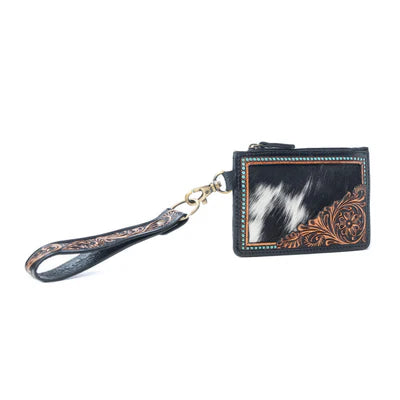 Wildflower Mesa Handtooled Hairon Leather Card Holder
