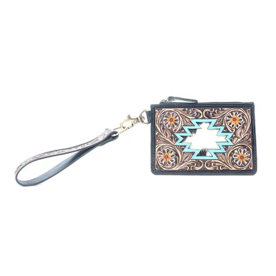 Wildflower Mesa Handtooled Hairon Leather Card Holder