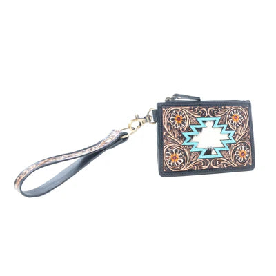Wildflower Mesa Handtooled Hairon Leather Card Holder