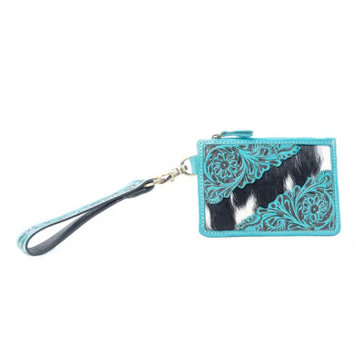 Wildflower Mesa Handtooled Hairon Leather Card Holder