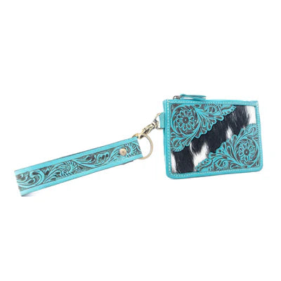 Wildflower Mesa Handtooled Hairon Leather Card Holder