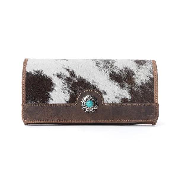 Rustwood Concho Leather Wallet in Charcoal Cream