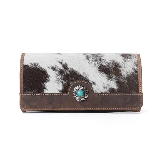 Rustwood Concho Leather Wallet in Charcoal Cream