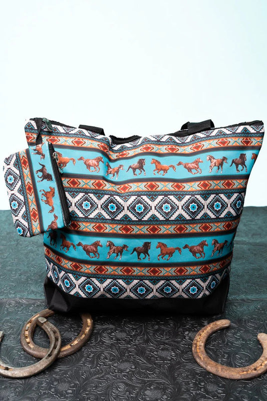 Blue Mountain Bronco Shoulder Tote Bag