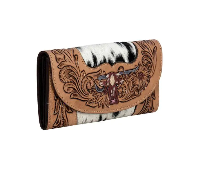 Moonflower Falls Hand-Tooled Clutch Wallet