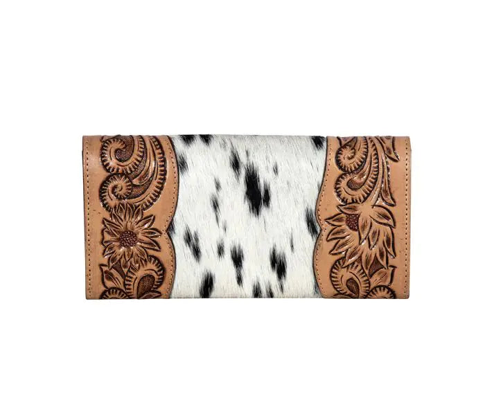 Moonflower Falls Hand-Tooled Clutch Wallet