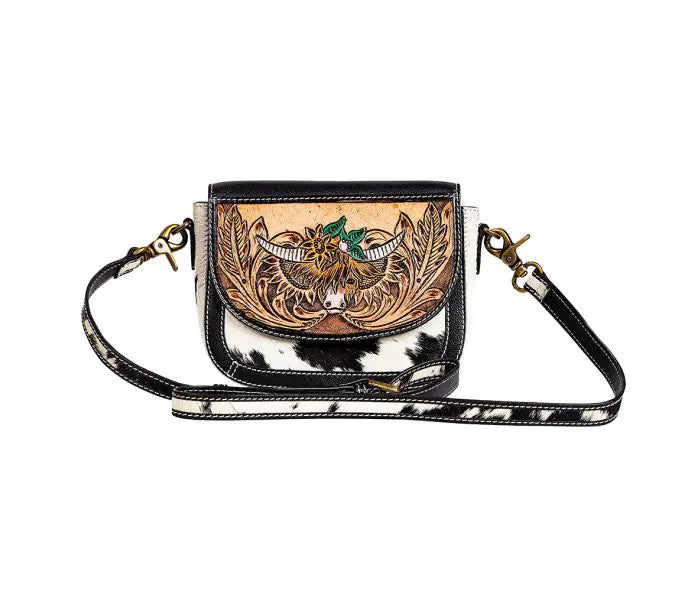 Bloomin' Steer Small Hand-Tooled Bag