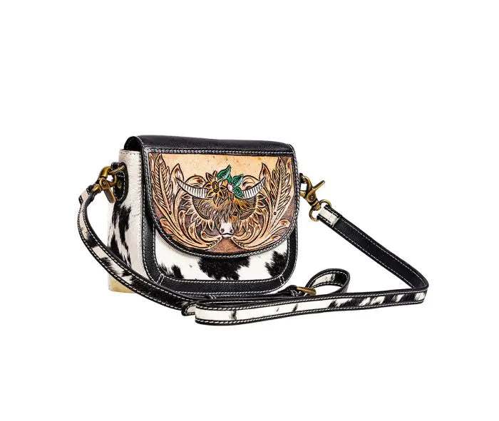 Bloomin' Steer Small Hand-Tooled Bag